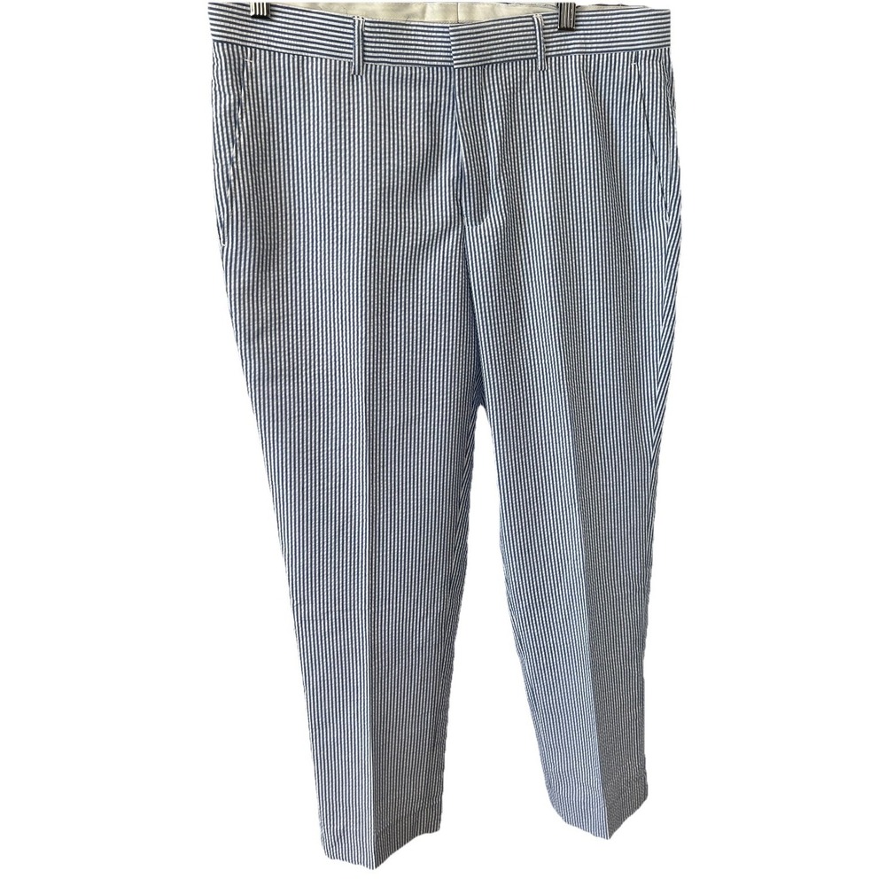 Vinci Blue Pinstripe Seersucker Pants MSS-1 Style 40S NWT